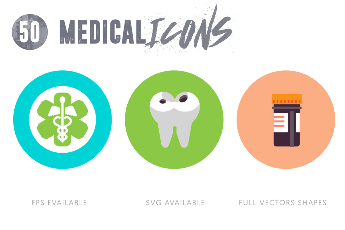 50 Medical Flat Icons, an Outline Icon by Dighital (Photo 3 of 8)