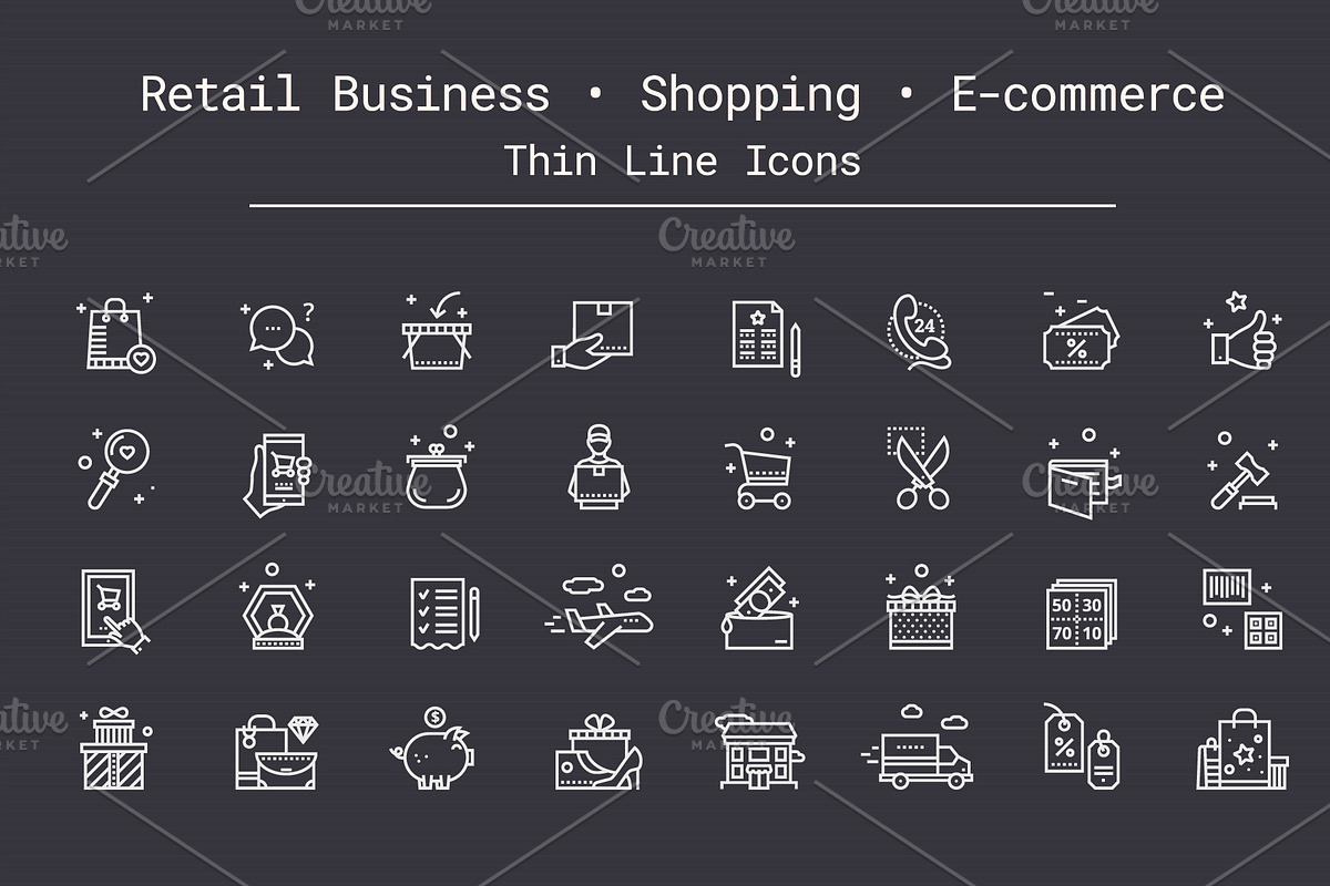 Shopping, E-commerce Thin Line Icons, an Outline Icon by Nuburu (Photo 1 of 4)