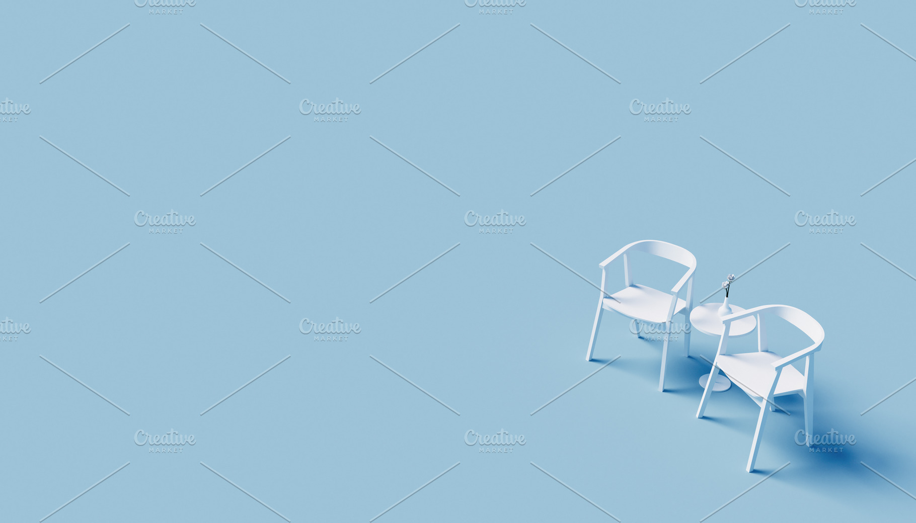 Chair in the room - Minimalism blue, an Architecture Photo by TONTECTONIX