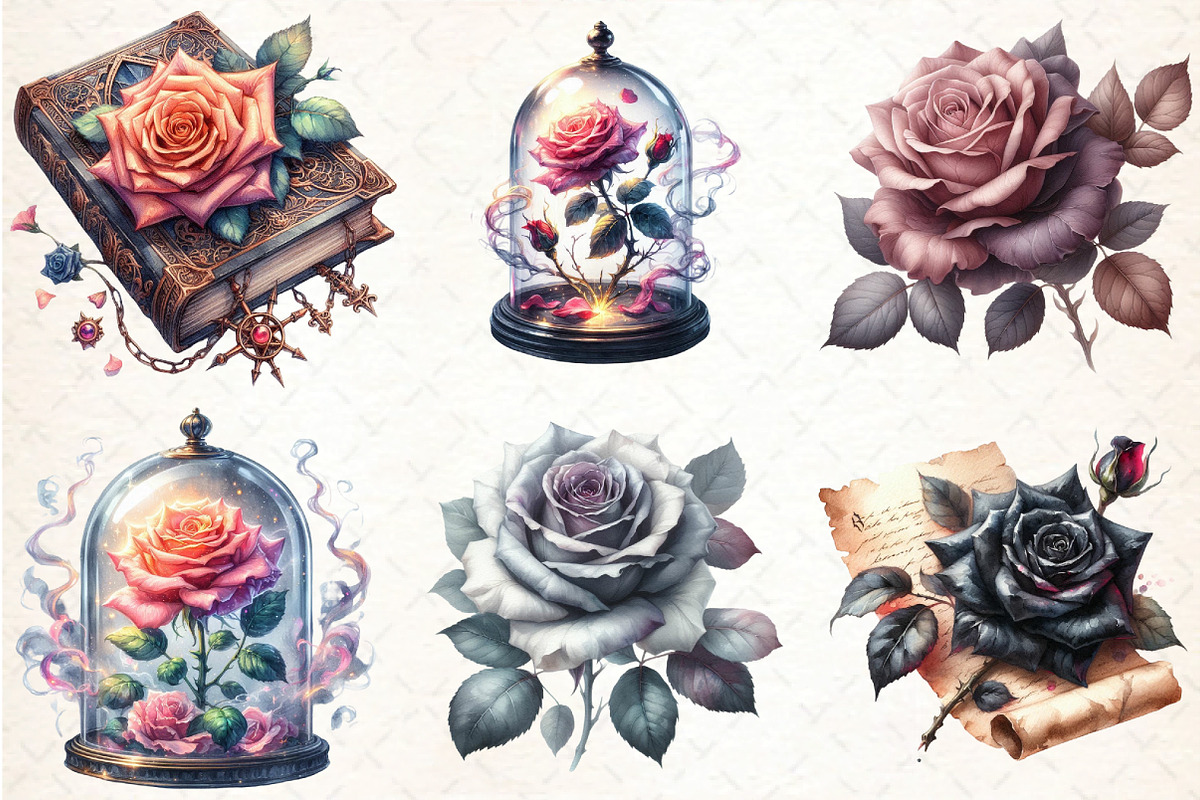 Gothic Roses Clipart, an Illustration by DreamCafeArt (Photo 4 of 7)