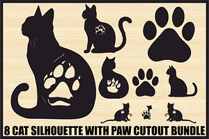 Paw Cutout Cat Clipart Bundle, an Illustration by jahid234