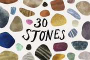 30 Watercolor Stone Illustrations, a Decorative Illustration by Roooar Studio (Thumbnail 1 of 8)