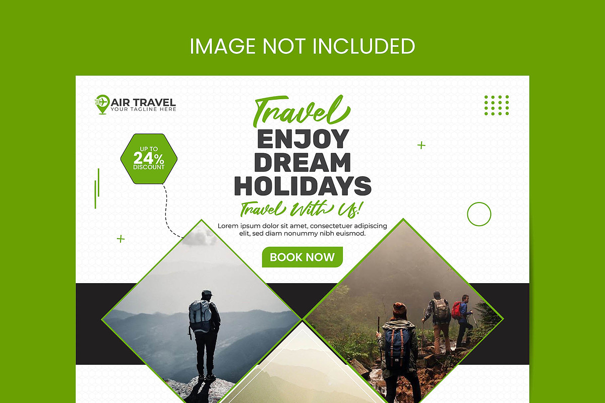 Travel Agency Social Media Post, a Marketing Template by Photoshop Action (Photo 13 of 18)
