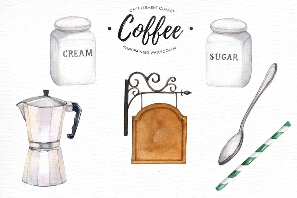 Coffee watercolor clipart, an Illustration by everysunsun (Photo 4 of 4)