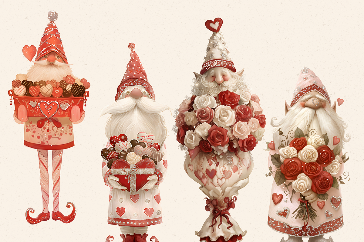 VALENTINE HEART GNOMES CLIPART, a Seasonal Illustration by Daring Digies (Photo 3 of 9)