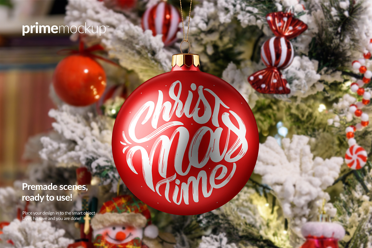Christmas Ball/Ornament Mockup Scene, a Product Mockup by PrimeMockup (Photo 7 of 10)