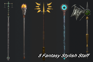 5 Fantasy Stylish Staff -PBR-