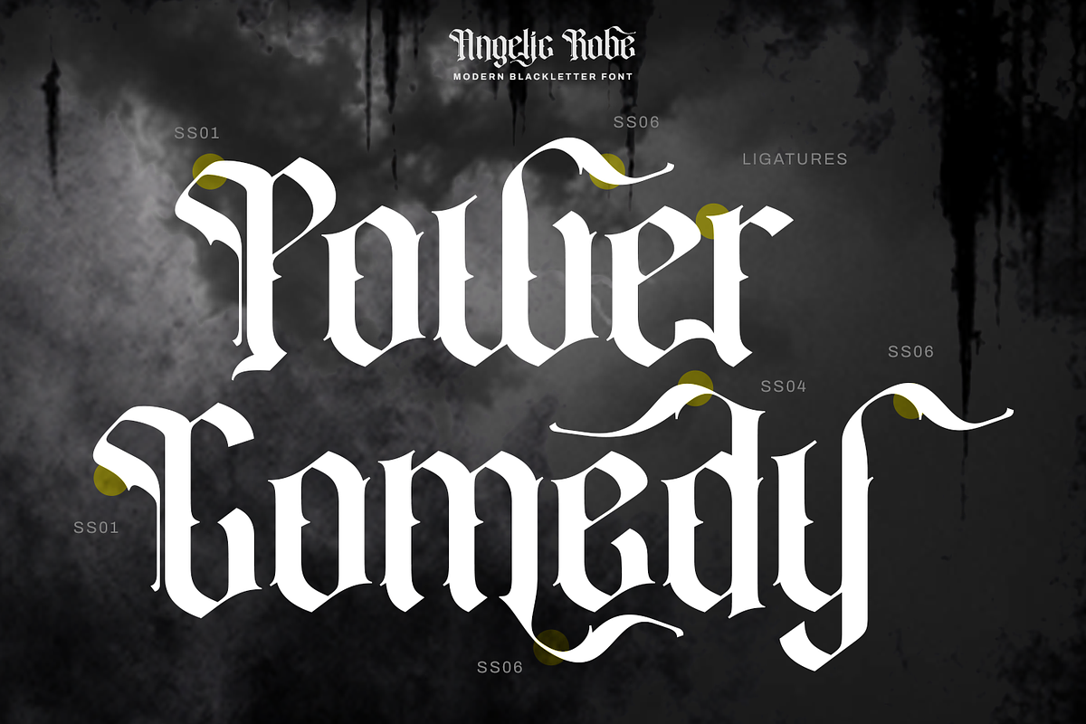 Angelic Robe - Blackletter Font, a Blackletter Font by Pixesia Studio (Photo 9 of 11)