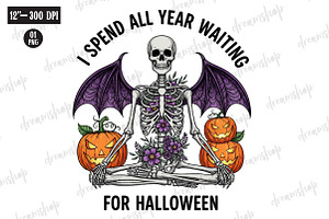 Skeleton Halloween Quote Sublimation, an Illustration by CreationArt