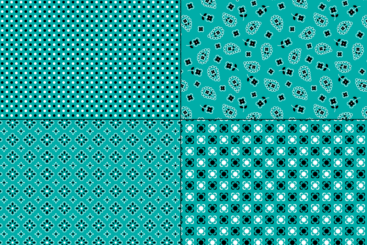Seamless Turquoise Bandana Patterns preview 4