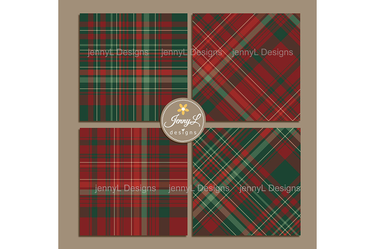 Christmas Plaids Digital Papers, a Pattern Graphic by JennyL Designs (Photo 2 of 7)