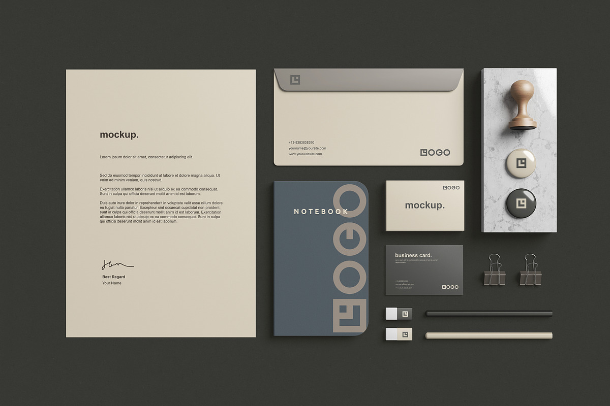 Stationery / Branding Mockup, a Books & Magazine Mockup by simuradi (Photo 2 of 10)