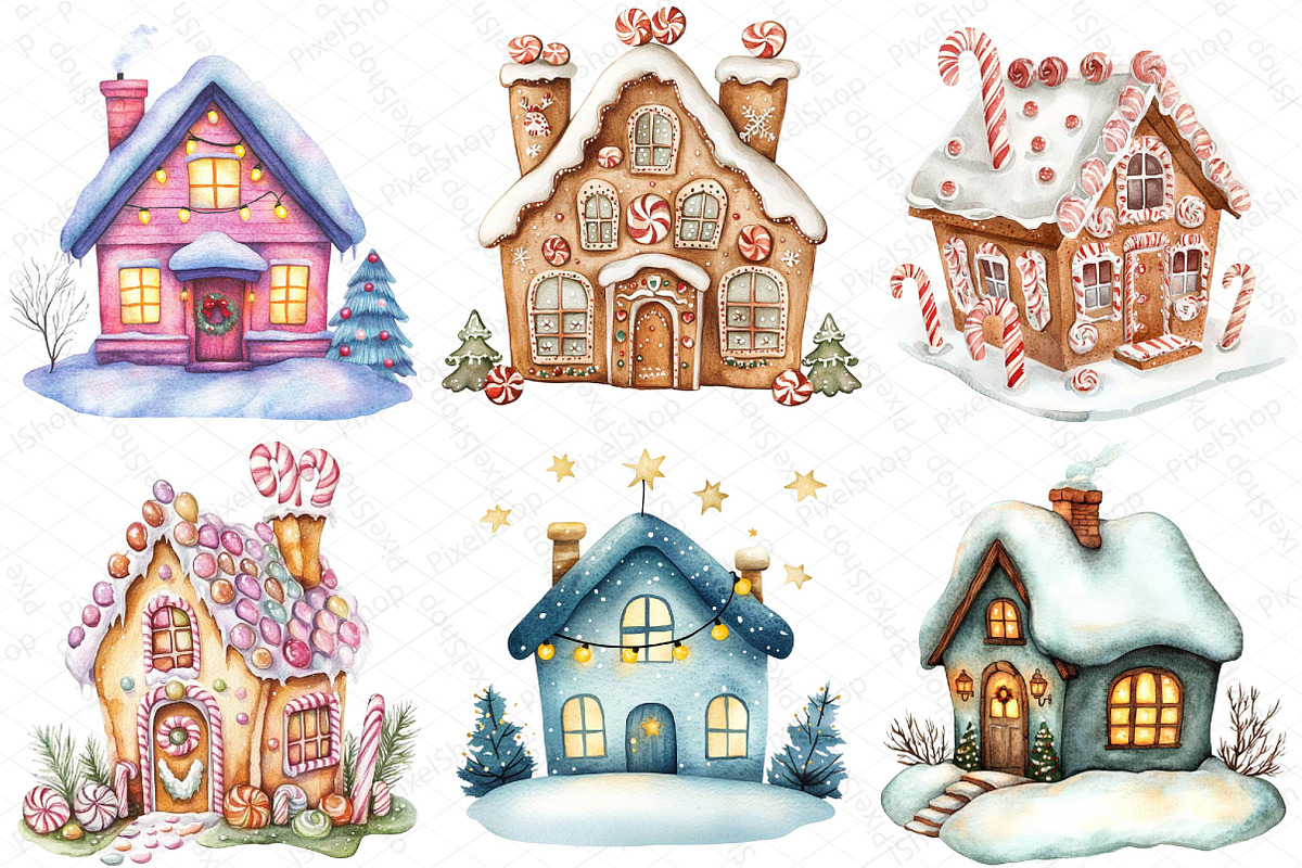 Watercolor Christmas House Sublimati, an Illustration by DreamPrint404 (Photo 4 of 5)