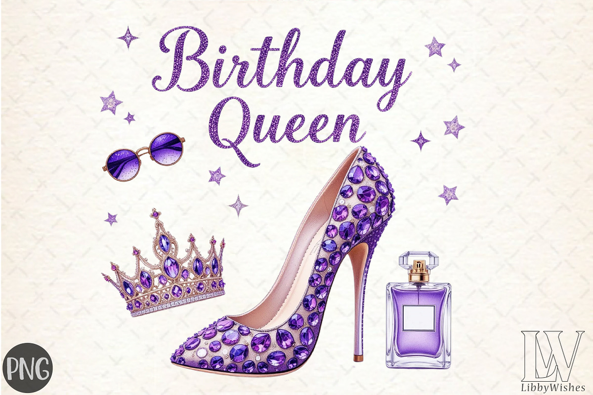 Glitter Birthday Queen Png Birthday, an Illustration by Libby Wishes (Photo 1 of 5)
