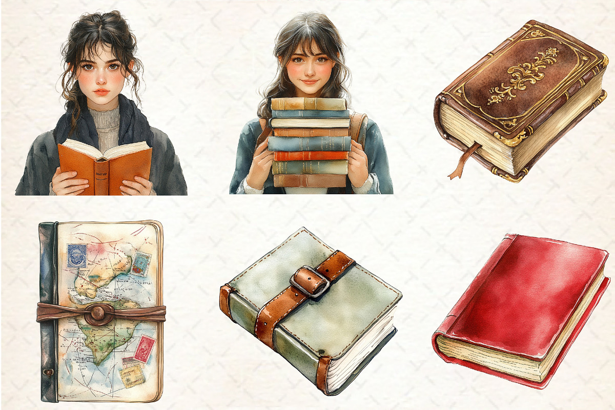 Watercolor Books Clipart, an Illustration by Rose Art (Photo 4 of 4)