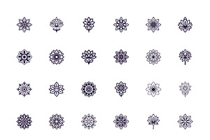 Lotus Mandala Line Art Icons Set, a Templates & Theme by studiogstock