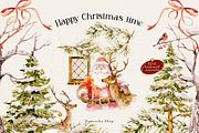 Happy Christmas time- Watercolor set, a Seasonal Illustration by Pamyatka Shop (Thumbnail 1 of 11)