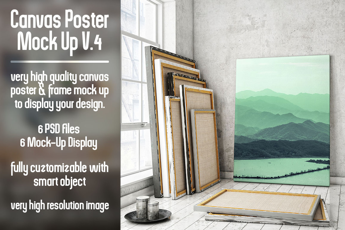 Canvas Poster Mock Up V4, a Print Template by Pixel Place (Photo 1 of 6)