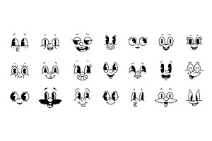 Cartoon Comic Groovy Faces