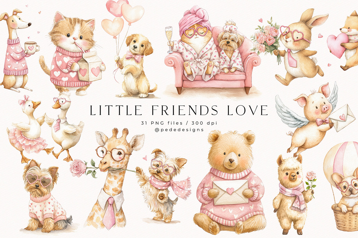 Little Friends Love, an Animal Illustration by PeDe Designs (Photo 1 of 11)