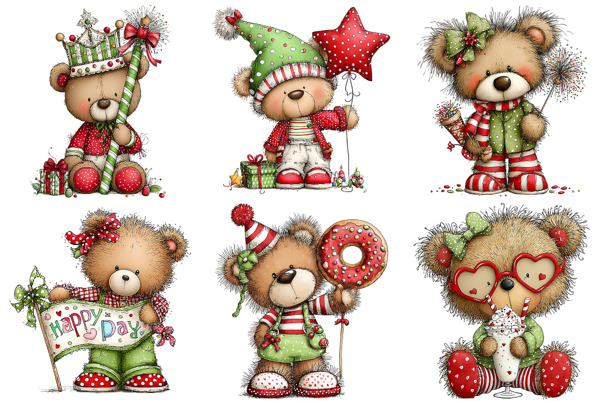 Whimsical Birthday Teddy Bear PNG, an Illustration by Craft Nest (Photo 3 of 11)