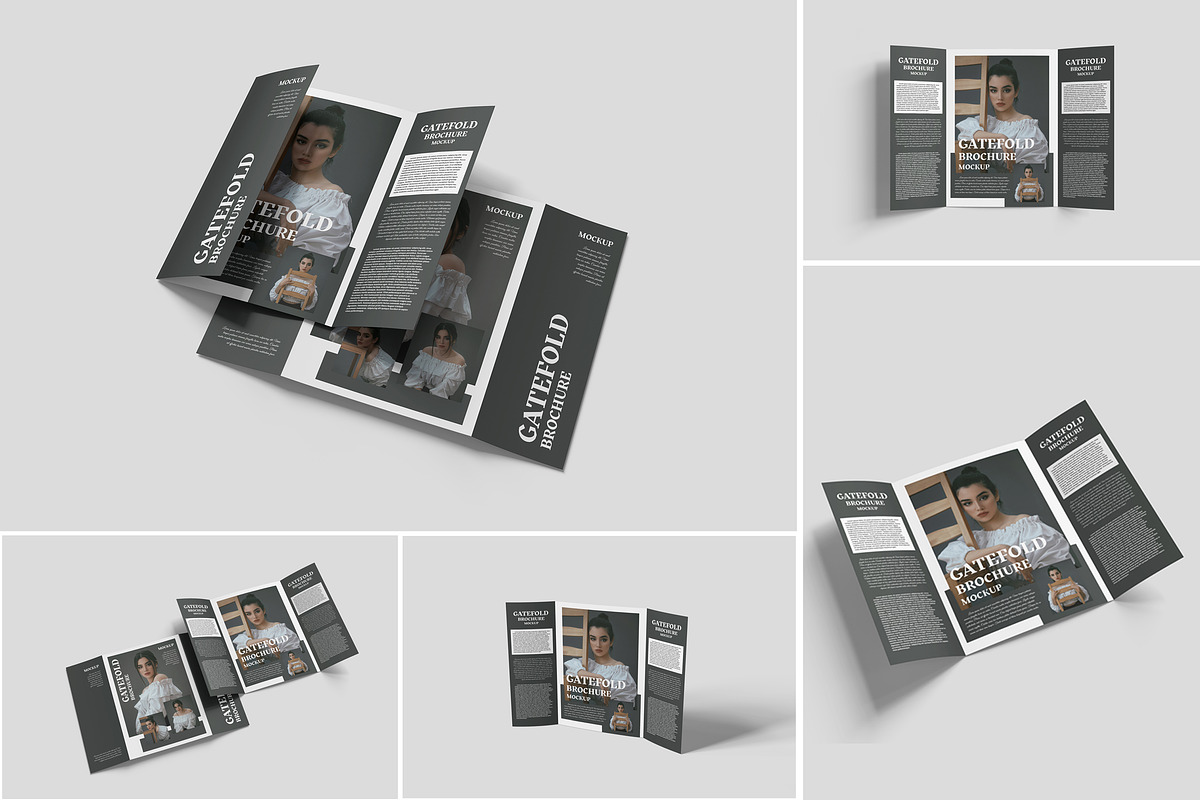 Gatefold Brochure Mockup, an Advertising Mockup by Indah (Photo 1 of 6)