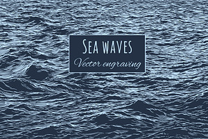 Sea waves. Vector engraving.
