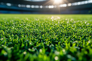 Close-up of bright green artificial turf glistening in sunlight at a sports sta, a Background Photo by ImageMir