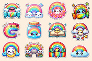 Kawaii Rainbow Stickers Bundle, an Illustration by Dream Creation (Thumbnail 2 of 4)