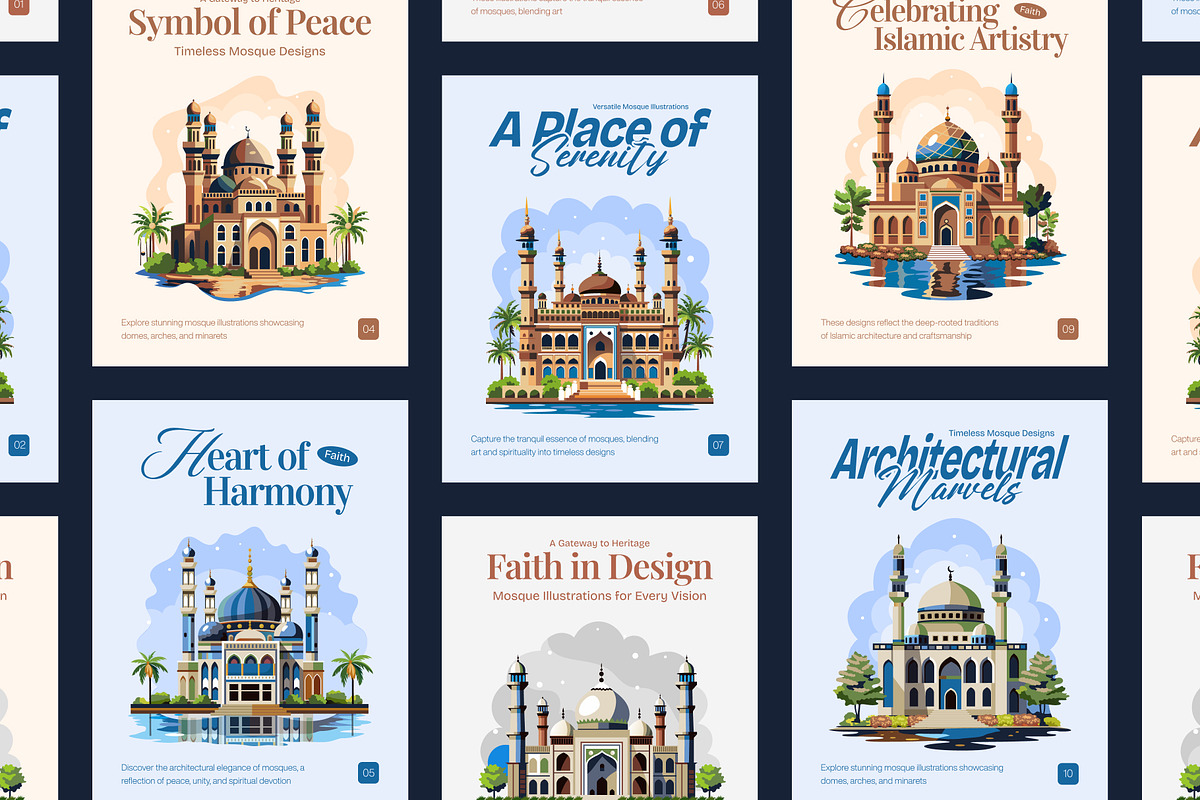 Mosque Illustration Art Set, a Decorative Illustration by Prosymbols (Photo 3 of 10)