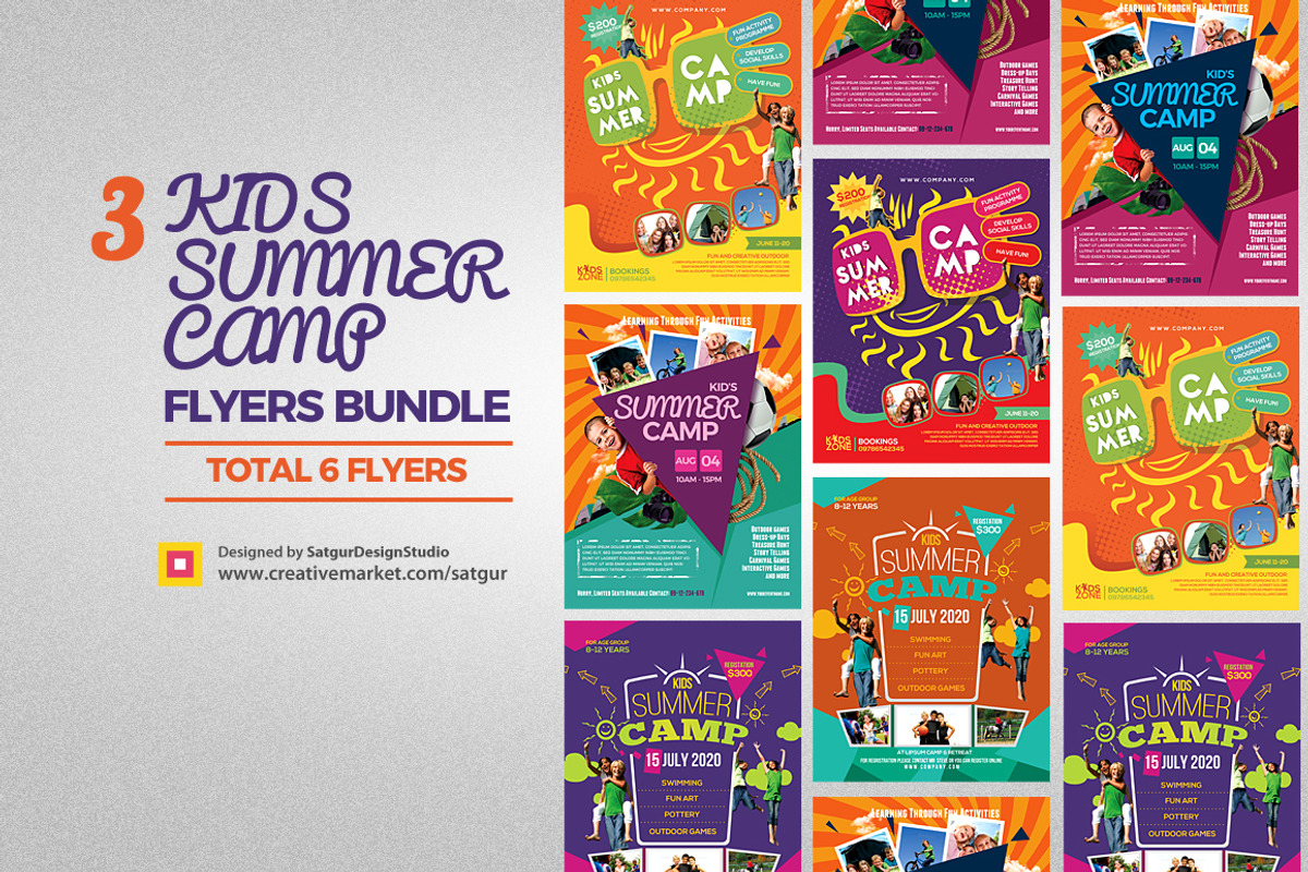 Kids Summer Camp Flyers Bundle, a Flyer Template by Satgur Graphic Design (Photo 1 of 4)