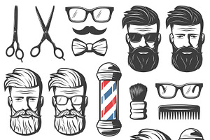 Vintage Barber Elements Set