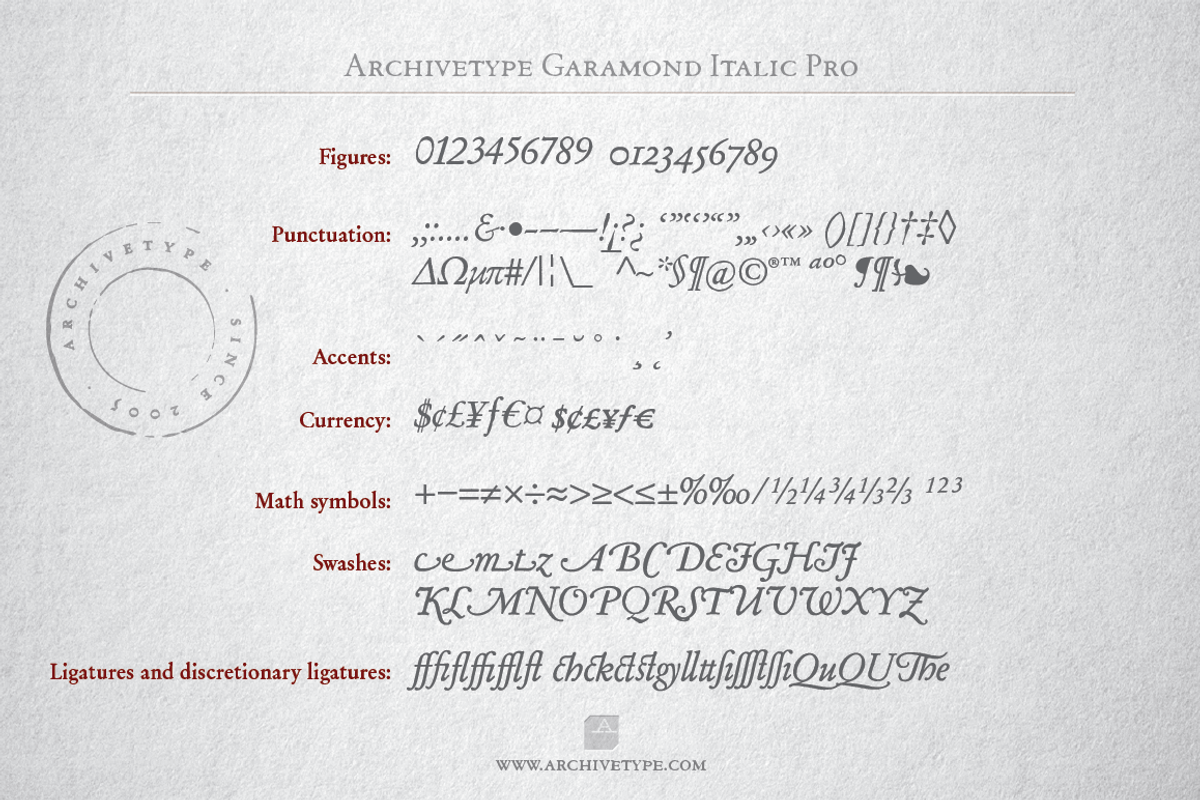 Archive Garamond Pro Family of 4, a Font by Archive Type Fonts (Photo 10 of 14)