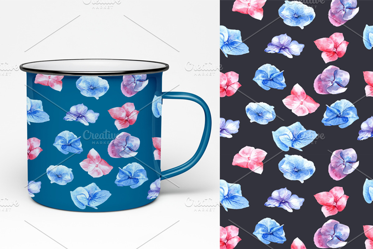 Watercolor set of Hydrangea, a Texture Graphic by Antikva17 (Photo 4 of 4)