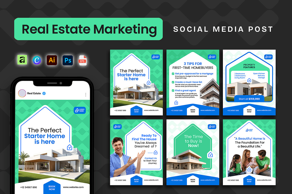 Clean Real Estate Social Media, a Social Media Template by Jiwstudio (Photo 1 of 5)
