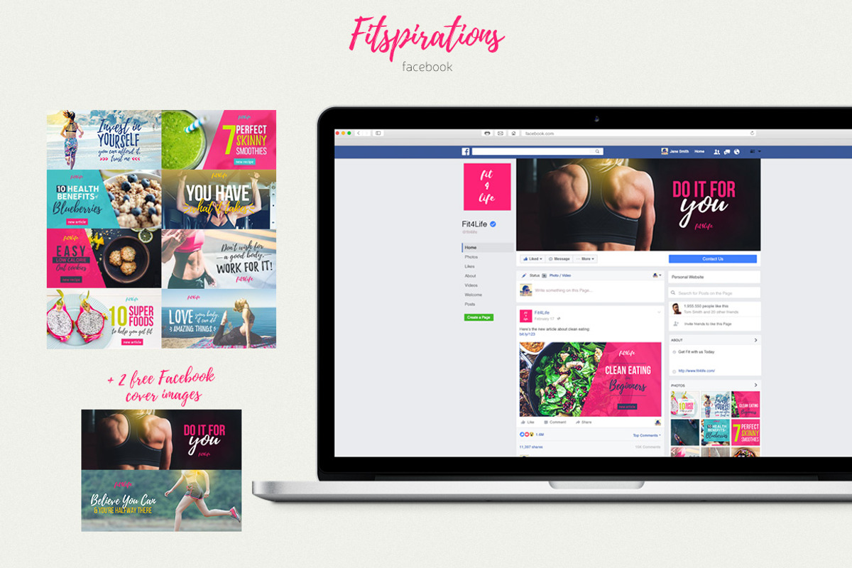 Fitspirations Social Media Bundle, a Social Media Template by Numszky Creative (Photo 6 of 12)