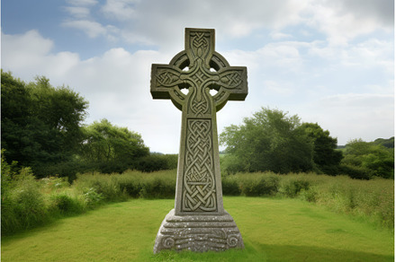 Celtic cross stone monument green, an Architecture Photo by Ylivdesign