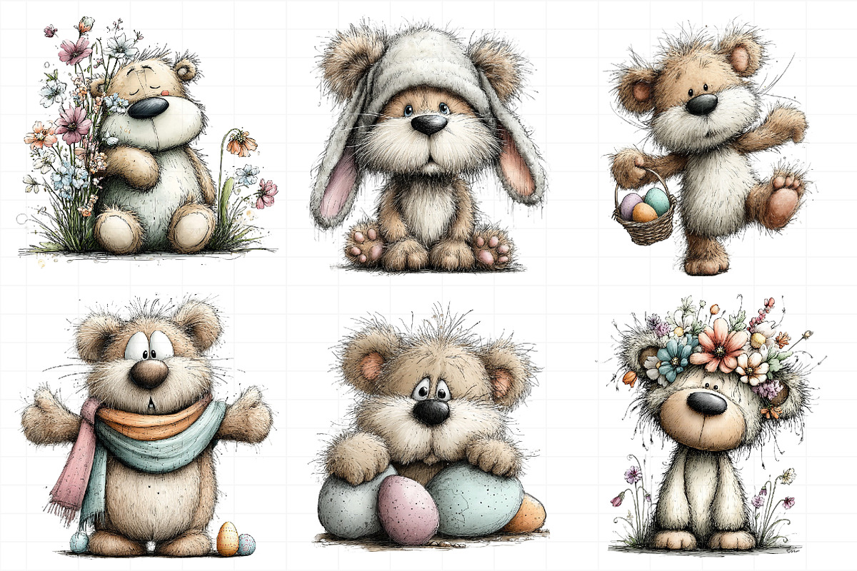 Whimsical Easter Teddy Bear Clipart, an Illustration by Daily.Designs (Photo 6 of 8)