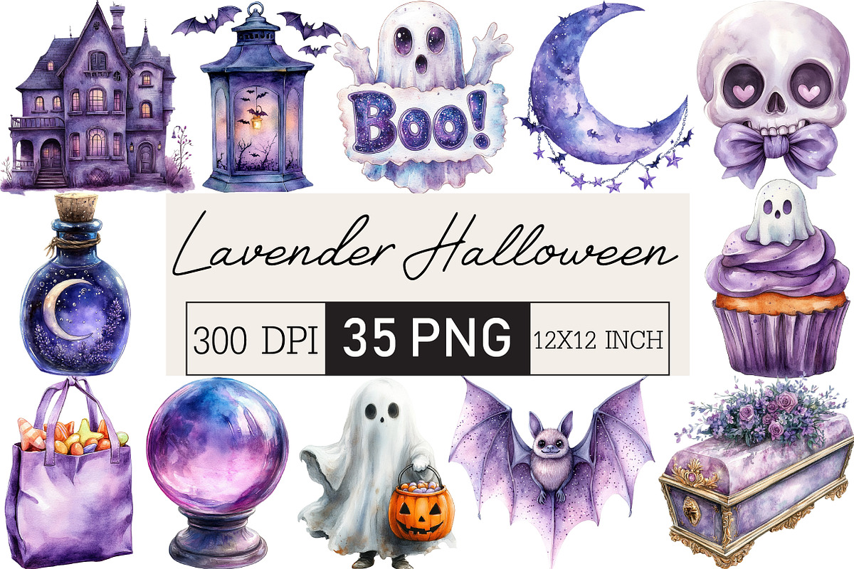 Watercolor Lavender Halloween, an Illustration by Black Bird Studio (Photo 1 of 6)