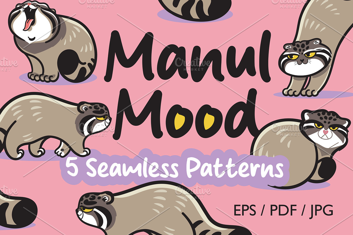 Manul Mood – Pallas’s Cat Patterns, a Pattern Graphic by PenguinHouse (Photo 1 of 7)