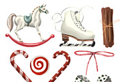 Christmas Toys Watercolor Clipart, a Decorative Illustration by NNclipart (Thumbnail 3 of 5)