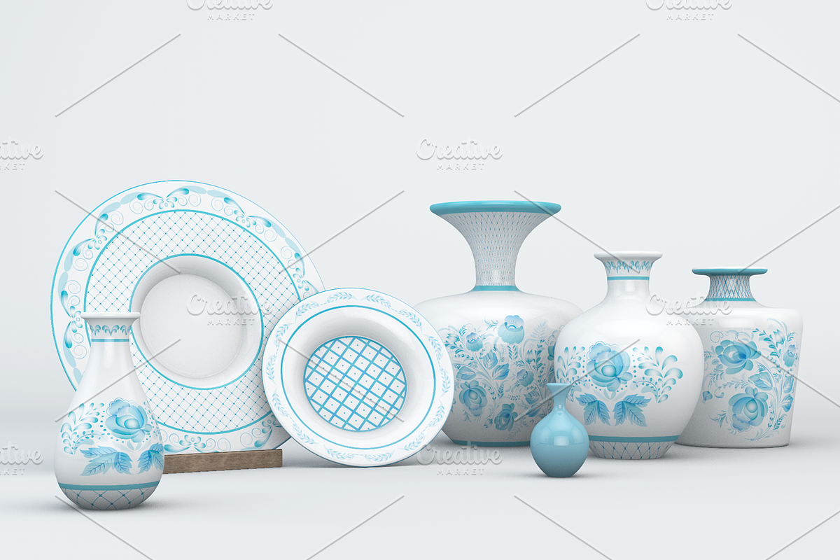 FREEBIE Gzhel vector collection, a Pattern Graphic by Designnina Shop (Photo 11 of 11)