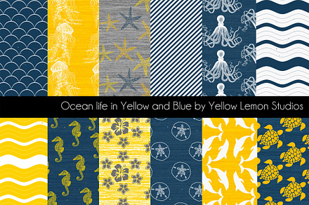 Ocean Life in Blue and Yellow paper