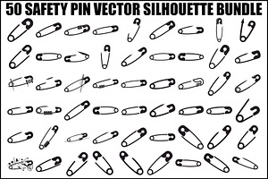 Safety Pin Vector Silhouette Bundle, an Illustration by Designs_River