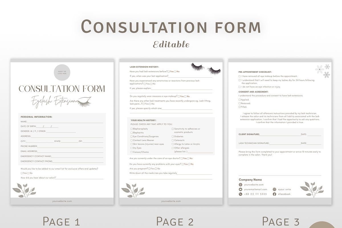 Eyelash Extension Forms Bundle, a Templates & Theme by MondaySpark (Photo 3 of 10)