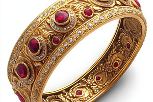 Elegant gold bracelet with red gemst, a Beauty & Fashion Photo by Pixeness Studio