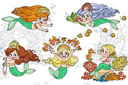 Mermaid in deep sea coloring pages, an Illustration by Azuzlikus (Thumbnail 3 of 11)