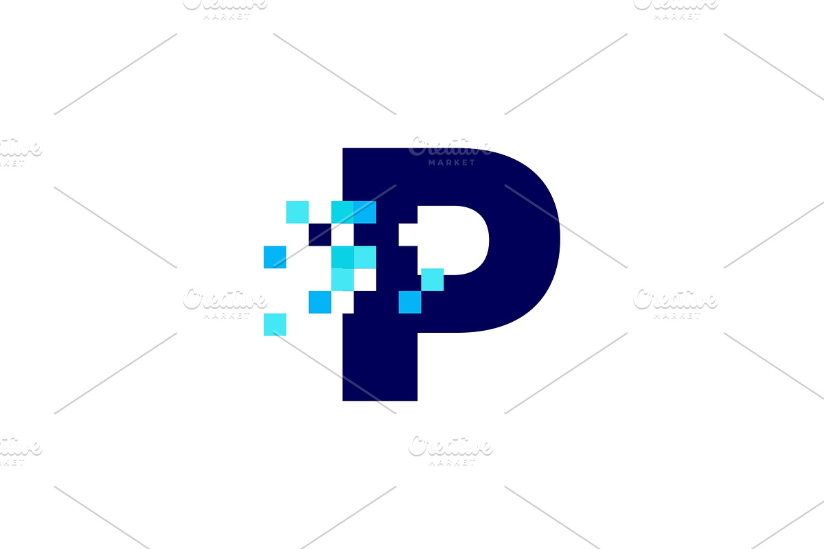 p letter pixel mark digital 8 bit, a Branding & Logo Template by VASTARD STUDIO