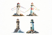 Watercolor Summer lighthouse clipart, an Illustration by Designworld (Thumbnail 4 of 7)