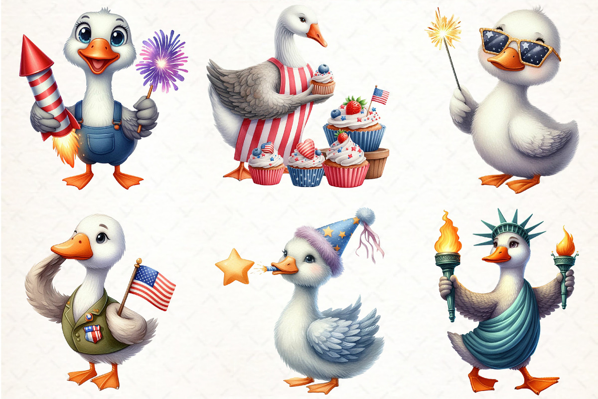 Cartoonish Patriotic Goose Clipart, an Illustration by Pixels.Craft (Photo 2 of 7)